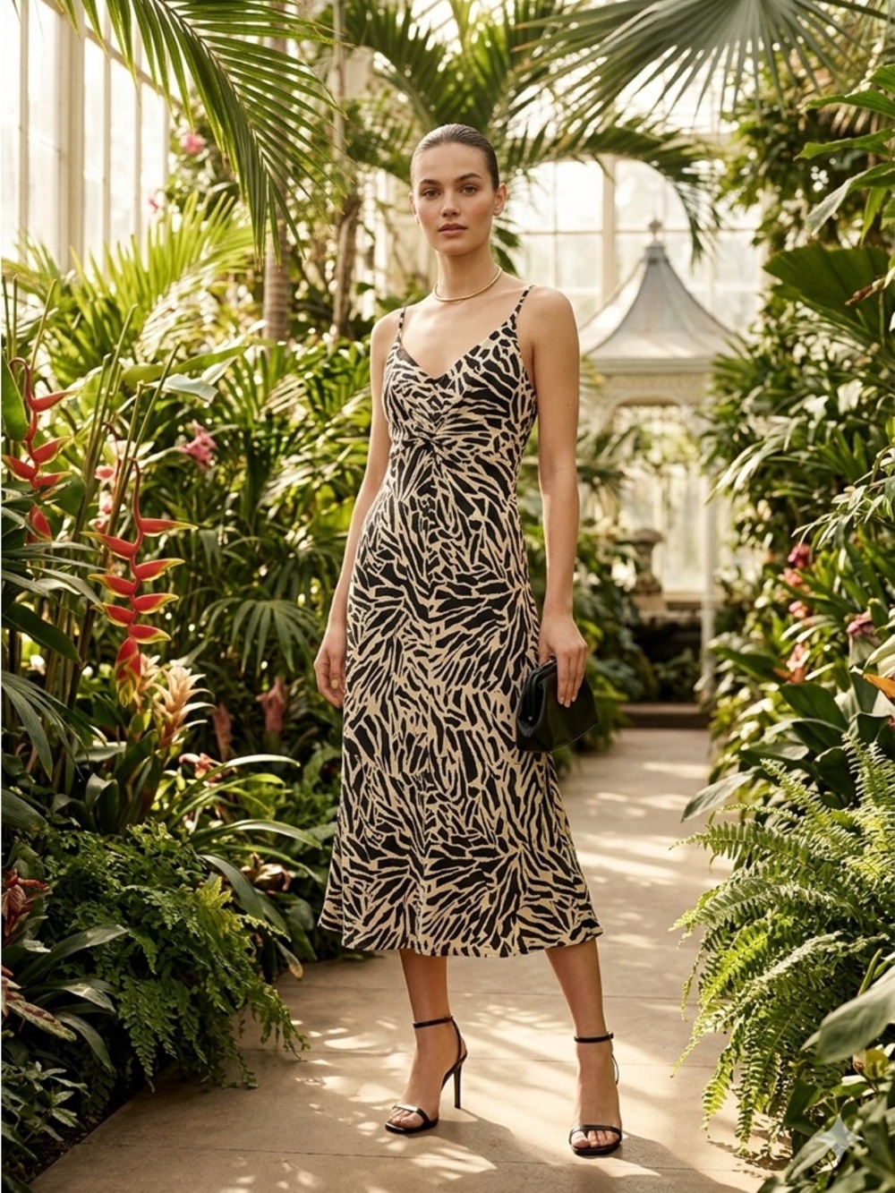 H&M Zebra Animal Print Midi Dress S - Y2K Aesthetic GUC* ✨ PETITE FRIENDLY